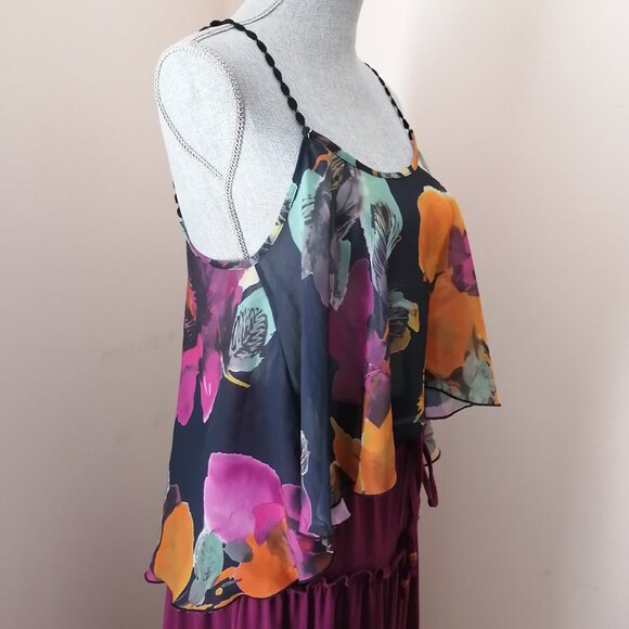 For Love and Lemons Sheer Floral Hi-Lo Top - Picture 1 of 7